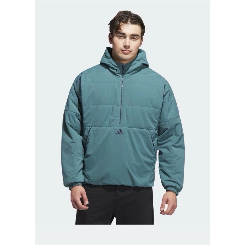 *NWT Men Size LARGE Adidas Beyond Twistweave‎ Golf Half-Zip Jacket Teal JW5715